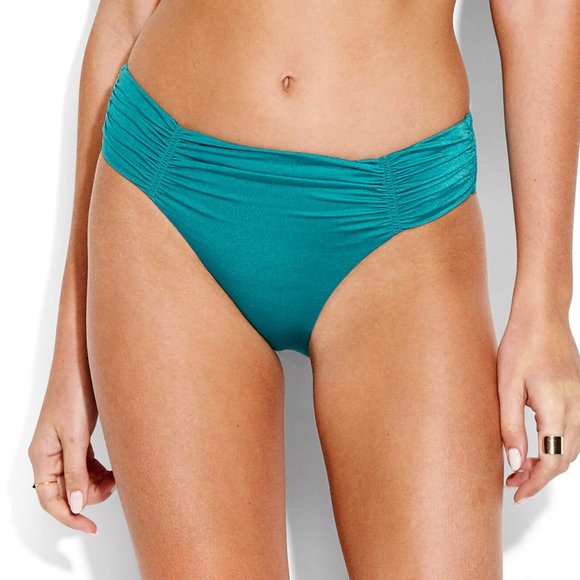 NWT Seafolly X Revolve Gathered Front Retro Swim Bottoms in Eden